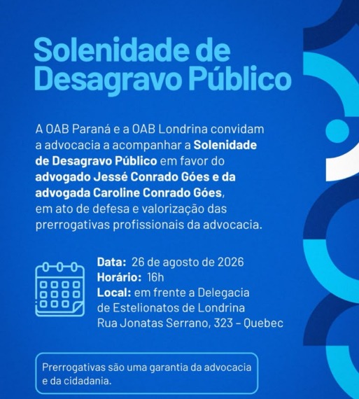 OAB Paraná realiza desagravo público nesta quarta-feira (26) em favor de advogados de Londrina
